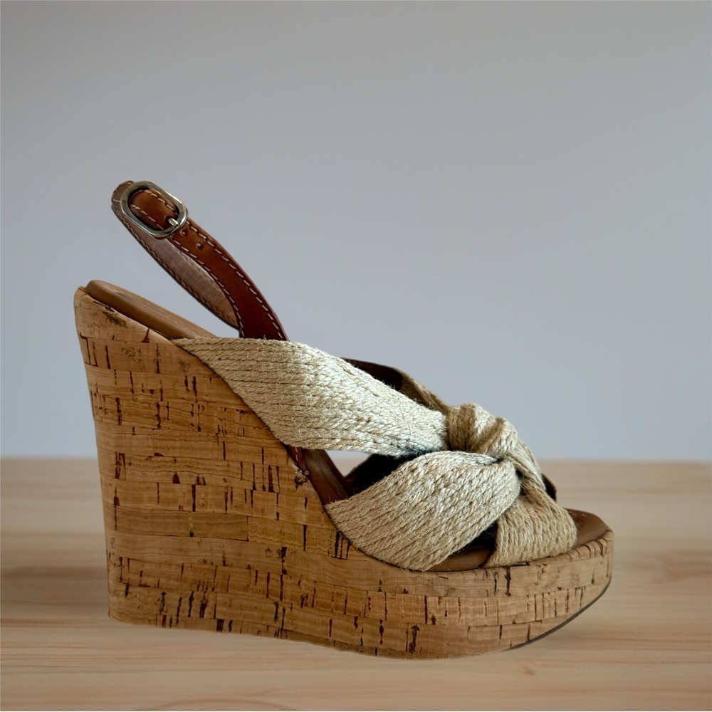 Dolce & Gabbana Cork Wedge Natural Jute Sandals 37.5